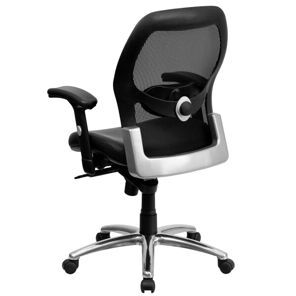 Flash Furniture Contemporary Chair Mid-Back Exec Leather Chair, Black, Adjustable Arms, 17-3/4" to 21" Height - LF-W42-L-GG