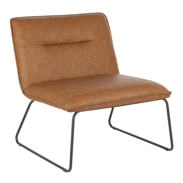 Lumisource Casper Accent Chair in Black Metal and Camel Faux Leather - CHR-CASPER BKCAM