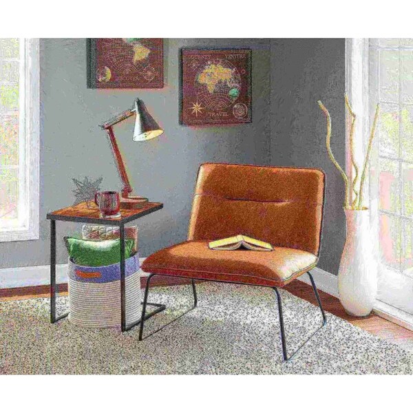 Lumisource Casper Accent Chair in Black Metal and Camel Faux Leather - CHR-CASPER BKCAM