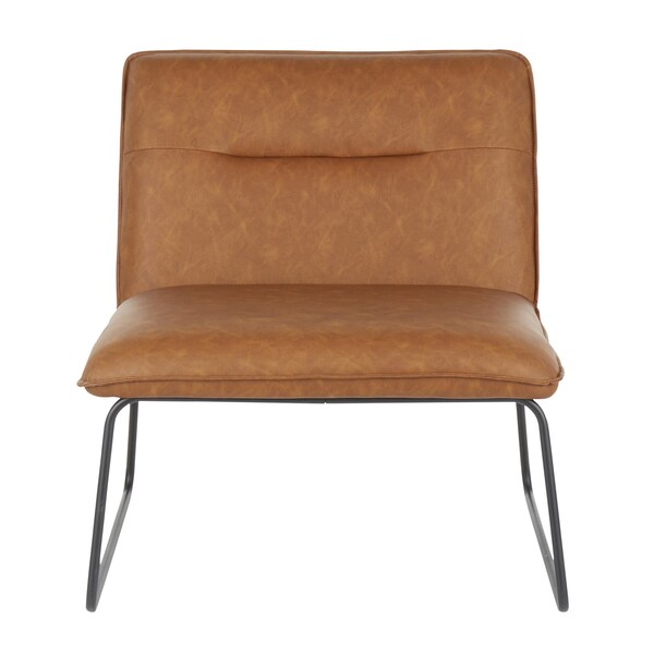 Lumisource Casper Accent Chair in Black Metal and Camel Faux Leather - CHR-CASPER BKCAM