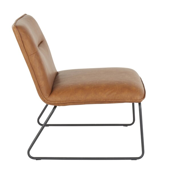 Lumisource Casper Accent Chair in Black Metal and Camel Faux Leather - CHR-CASPER BKCAM