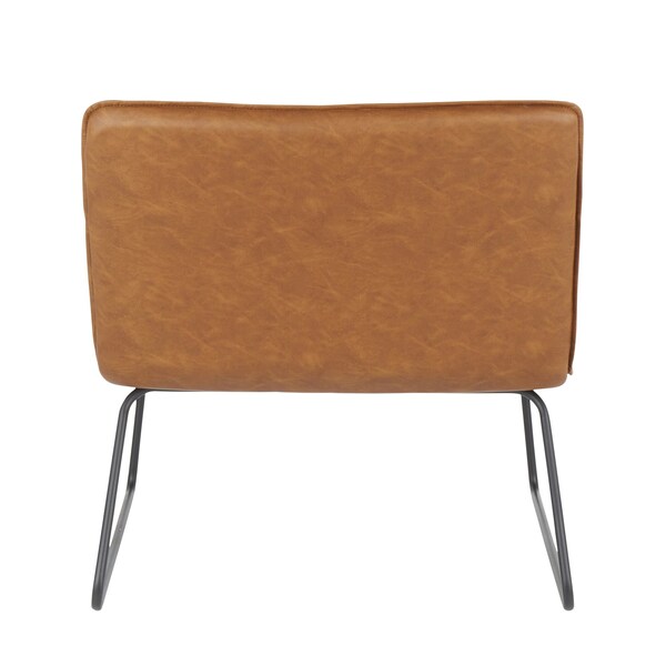 Lumisource Casper Accent Chair in Black Metal and Camel Faux Leather - CHR-CASPER BKCAM