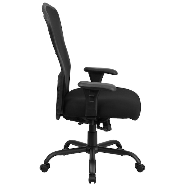 Flash Furniture Contemporary Chair High Back, 24/7 Use, 400 lb. Capacity, Blk, Adjustable Arms, 20" to 23" Height - LQ-3-BK-GG