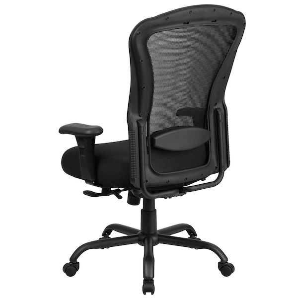 Flash Furniture Contemporary Chair High Back, 24/7 Use, 400 lb. Capacity, Blk, Adjustable Arms, 20" to 23" Height - LQ-3-BK-GG