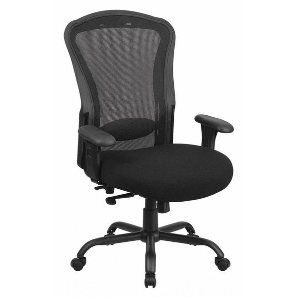 Flash Furniture Contemporary Chair High Back, 24/7 Use, 400 lb. Capacity, Blk, Adjustable Arms, 20" to 23" Height - LQ-3-BK-GG