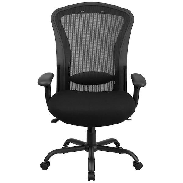 Flash Furniture Contemporary Chair High Back, 24/7 Use, 400 lb. Capacity, Blk, Adjustable Arms, 20" to 23" Height - LQ-3-BK-GG
