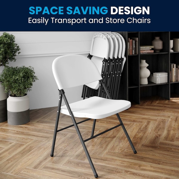 Flash Furniture White Plastic Folding Chair - 6-DAD-YCD-50-WH-GG
