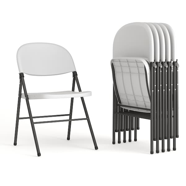 Flash Furniture White Plastic Folding Chair - 6-DAD-YCD-50-WH-GG