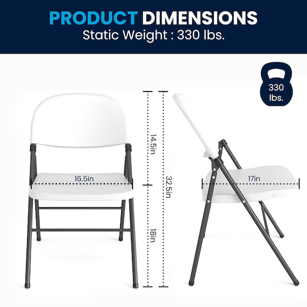 Flash Furniture White Plastic Folding Chair - 6-DAD-YCD-50-WH-GG