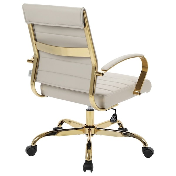 Leisuremod Benmar Leather Office Chair with Gold Frame, Tan - BOG19TL