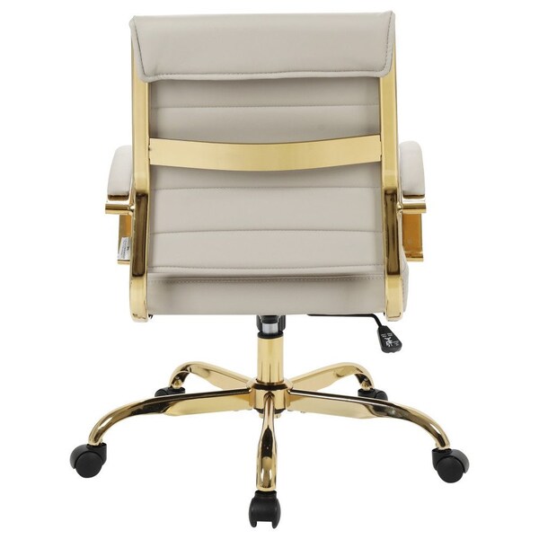 Leisuremod Benmar Leather Office Chair with Gold Frame, Tan - BOG19TL
