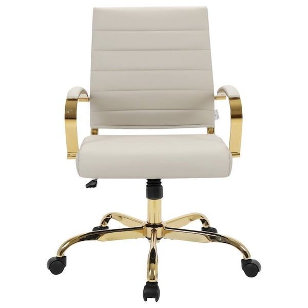 Leisuremod Benmar Leather Office Chair with Gold Frame, Tan - BOG19TL