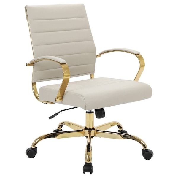 Leisuremod Benmar Leather Office Chair with Gold Frame, Tan - BOG19TL