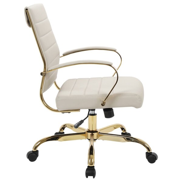 Leisuremod Benmar Leather Office Chair with Gold Frame, Tan - BOG19TL