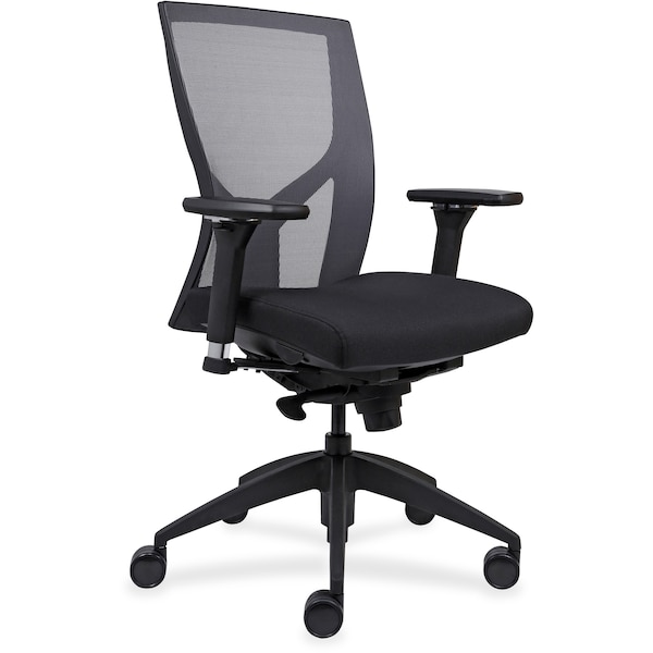 Lorell High Back Mesh Chairs with Fabric Seat Fabric, Foam Seat Black - 83109