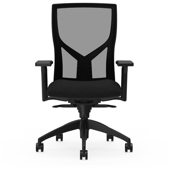 Lorell High Back Mesh Chairs with Fabric Seat Fabric, Foam Seat Black - 83109