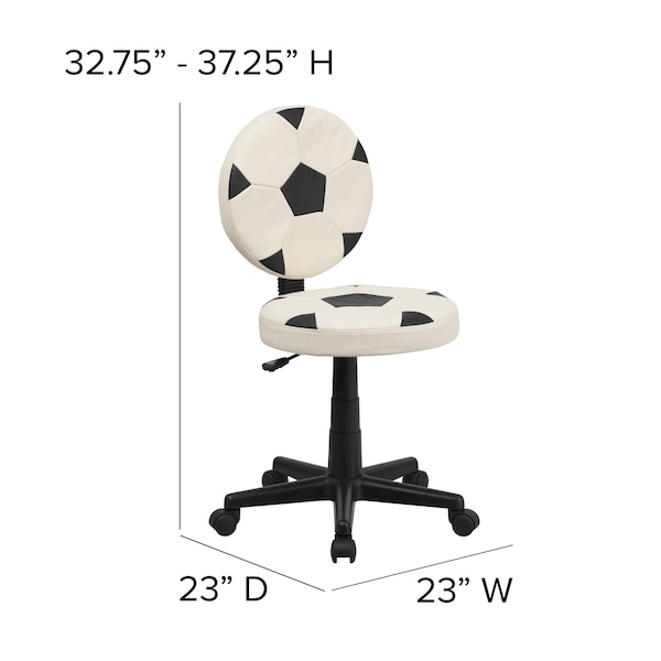 Flash Furniture Metal Task Chair, 17" to 21-1/2", Black and White - BT-6177-SOC-GG