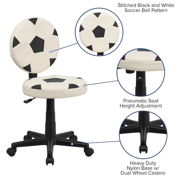 Flash Furniture Metal Task Chair, 17" to 21-1/2", Black and White - BT-6177-SOC-GG