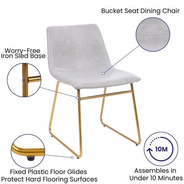 Flash Furniture 2 Pk 18 Inch Light Gray LeatherSoft Dining Chairs - ET-ER18345-18-LG-GG