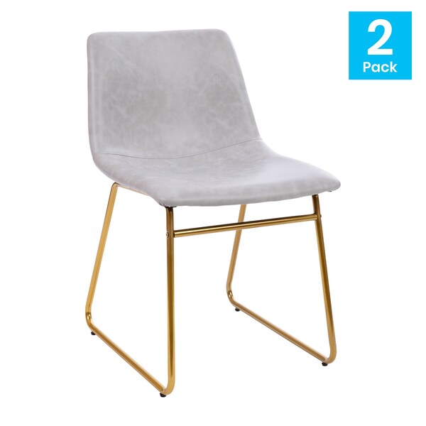 Flash Furniture 2 Pk 18 Inch Light Gray LeatherSoft Dining Chairs - ET-ER18345-18-LG-GG