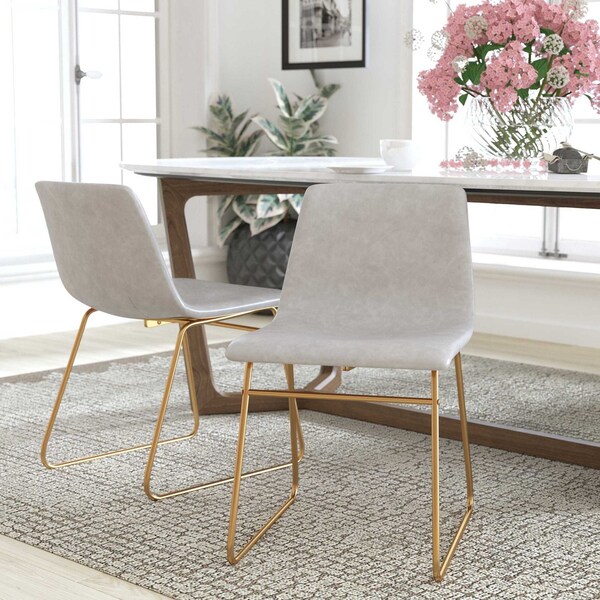 Flash Furniture 2 Pk 18 Inch Light Gray LeatherSoft Dining Chairs - ET-ER18345-18-LG-GG