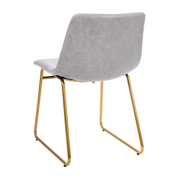 Flash Furniture 2 Pk 18 Inch Light Gray LeatherSoft Dining Chairs - ET-ER18345-18-LG-GG