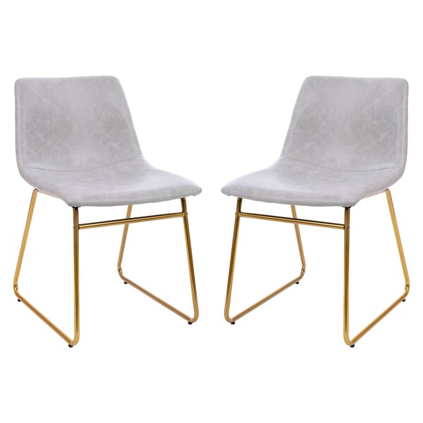 Flash Furniture 2 Pk 18 Inch Light Gray LeatherSoft Dining Chairs - ET-ER18345-18-LG-GG