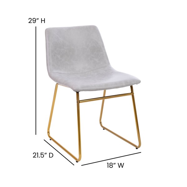 Flash Furniture 2 Pk 18 Inch Light Gray LeatherSoft Dining Chairs - ET-ER18345-18-LG-GG