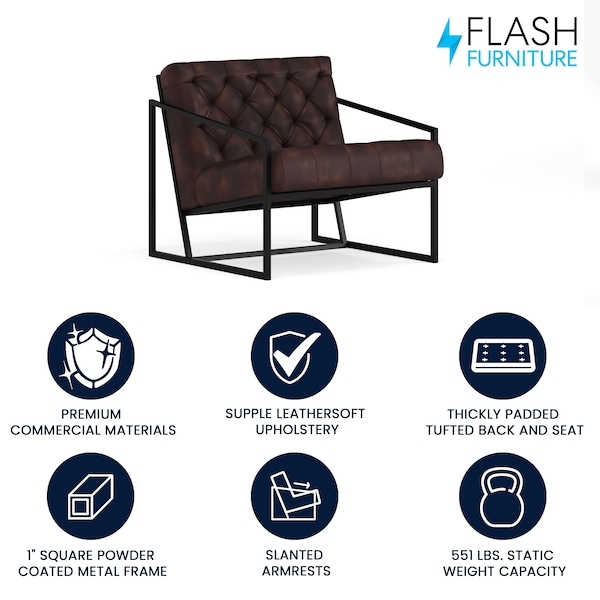 Flash Furniture Madison Accent Chair, Bomber Jacket Seat, 29 W 31-3/4" L 27.5 H - ZB-8522-BJ-GG