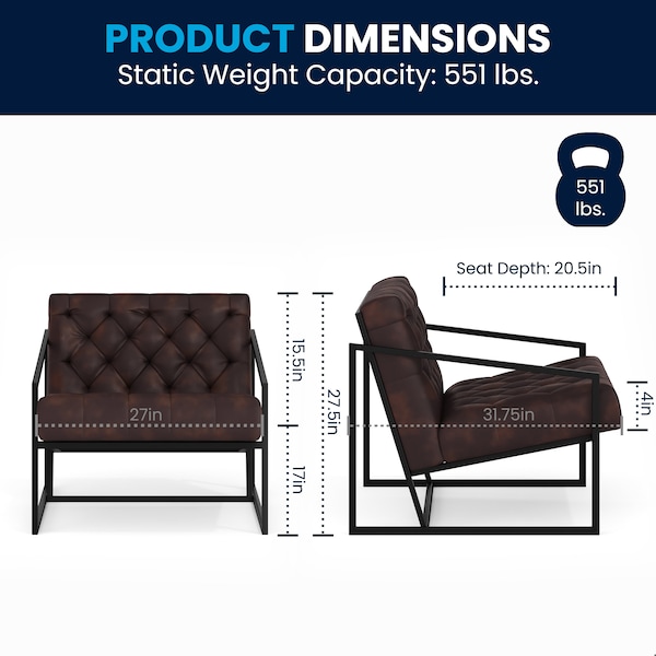 Flash Furniture Madison Accent Chair, Bomber Jacket Seat, 29 W 31-3/4" L 27.5 H - ZB-8522-BJ-GG
