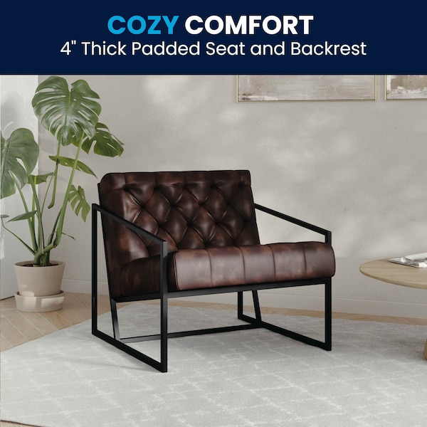 Flash Furniture Madison Accent Chair, Bomber Jacket Seat, 29 W 31-3/4" L 27.5 H - ZB-8522-BJ-GG