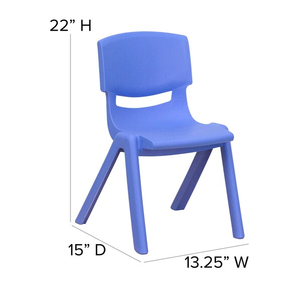 Flash Furniture Blue Plastic Stackable School Chair with 12" Seat Height - 10-YU-YCX-001-BLUE-GG