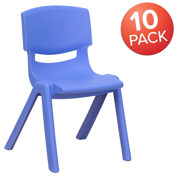 Flash Furniture Blue Plastic Stackable School Chair with 12" Seat Height - 10-YU-YCX-001-BLUE-GG