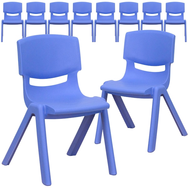 Flash Furniture Blue Plastic Stackable School Chair with 12" Seat Height - 10-YU-YCX-001-BLUE-GG