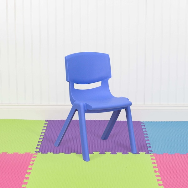 Flash Furniture Blue Plastic Stackable School Chair with 12" Seat Height - 10-YU-YCX-001-BLUE-GG