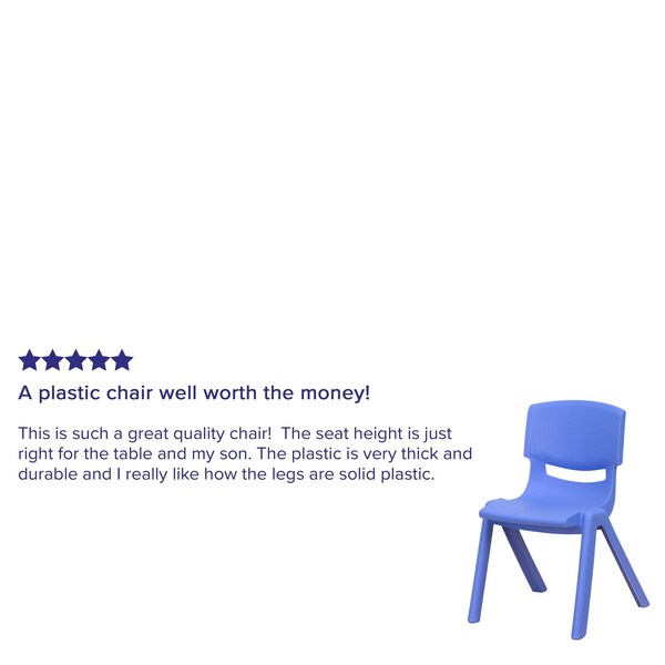 Flash Furniture Blue Plastic Stackable School Chair with 12" Seat Height - 10-YU-YCX-001-BLUE-GG