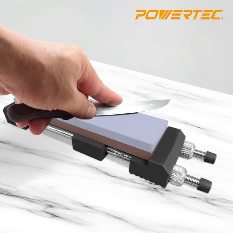 POWERTEC Sharpening Stone Holder with Whetstone Knife Sharpener Stones - 400/1000 3000/8000 4-Side Grit Waterstones - 71722