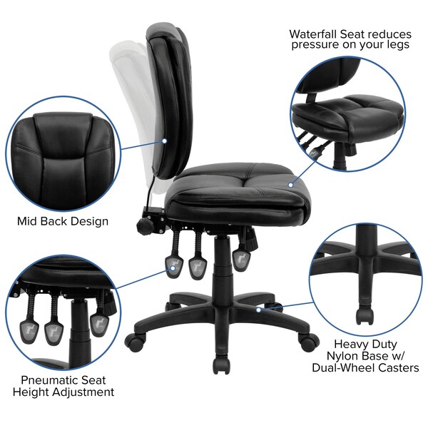 Flash Furniture Metal Contemporary Chair, 18-1/4" to 21-1/2", Black LeatherSoft - GO-930F-BK-LEA-GG