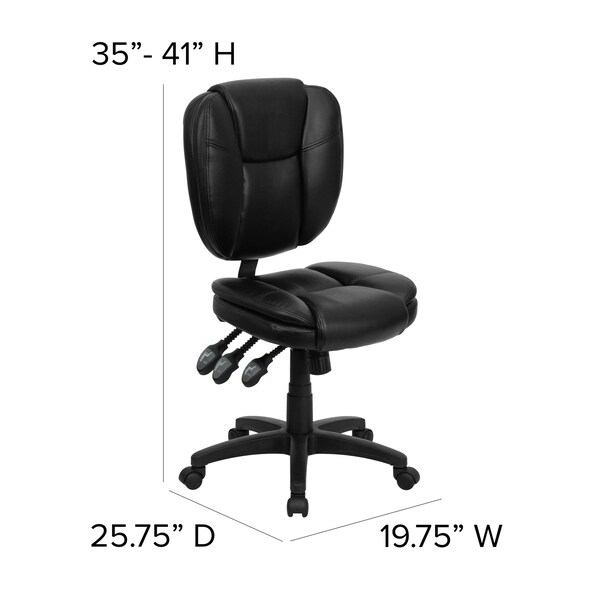 Flash Furniture Metal Contemporary Chair, 18-1/4" to 21-1/2", Black LeatherSoft - GO-930F-BK-LEA-GG
