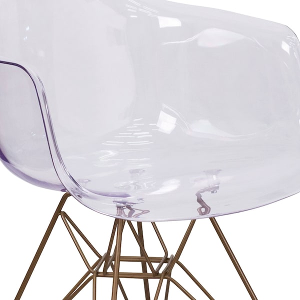 Flash Furniture Allure Series Transparent Side Chair with Gold Base - 2-FH-132-CPC1-GG