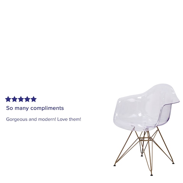 Flash Furniture Allure Series Transparent Side Chair with Gold Base - 2-FH-132-CPC1-GG