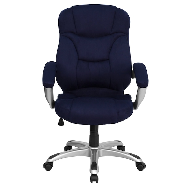 Flash Furniture Contemporary Chair Fixed Arms, 18-1/4" to 22" Height, Metal, Navy Blue Microfiber - GO-725-NVY-GG