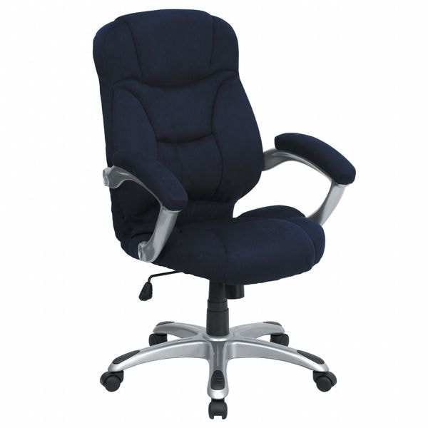 Flash Furniture Contemporary Chair Fixed Arms, 18-1/4" to 22" Height, Metal, Navy Blue Microfiber - GO-725-NVY-GG