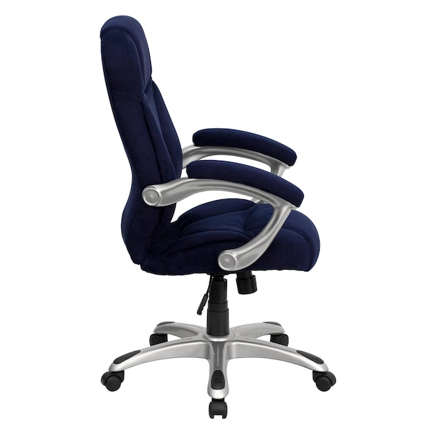 Flash Furniture Contemporary Chair Fixed Arms, 18-1/4" to 22" Height, Metal, Navy Blue Microfiber - GO-725-NVY-GG