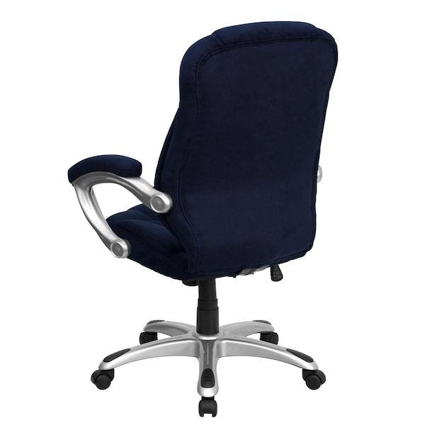 Flash Furniture Contemporary Chair Fixed Arms, 18-1/4" to 22" Height, Metal, Navy Blue Microfiber - GO-725-NVY-GG