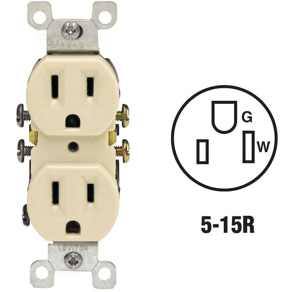 Leviton 15A Ivory Shallow Grounded 5-15R Duplex Outlet - S11-05320-0IS