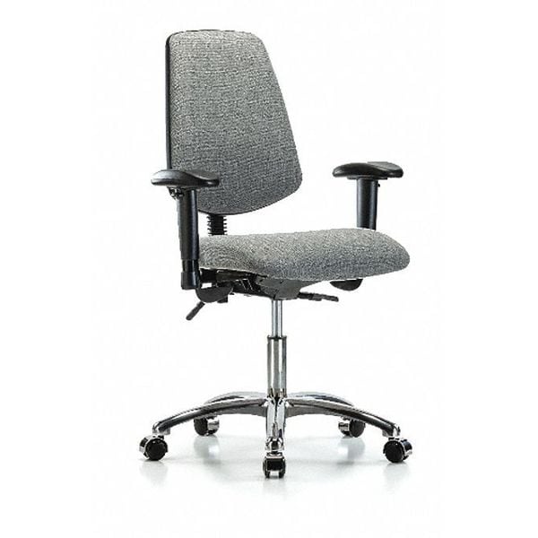 Blue Ridge Ergonomics Desk Chair Fab Desk Chair, Med, Bk, Cast, Gry, Adjustable Arms, 19" to 24" Height, Fabric, Grey - BR-FDHCH-MB-CR-T1-A1-CC-F44