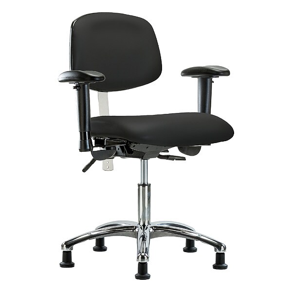 Zoro Select Clean Room Chair Ergonomic Chair, Adjustable Arms, 19" to 24" Height, Polyurethane, Vinyl, Black - BR-NCR-VDHCH-CR-T1-A1-RG-8540