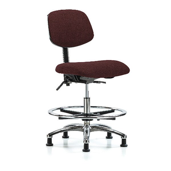 Blue Ridge Ergonomics Medium Bench Chair Chair, Fab, Med Ben, Chr Tilt CF Glides, Bur, No Arms, 22" to 29" Height, Fabric - BR-FMBCH-CR-T1-A0-CF-RG-F41
