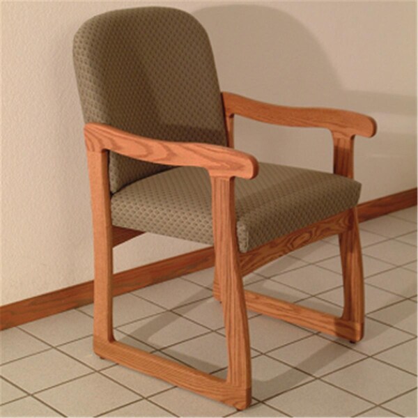 Wooden Mallet Prairie Guest Chair in Medium Oak - Arch Khaki - DW7-1MOAK